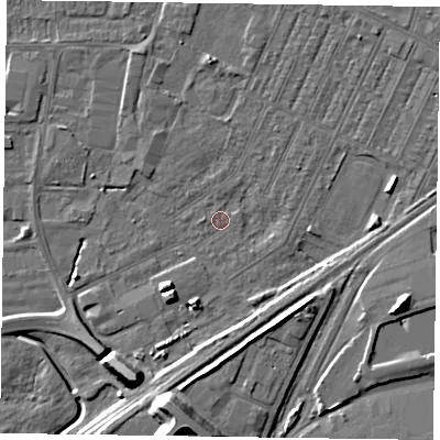 Shaded relief map of the ground around DN146SZ, computed from Environment Agency LiDAR. The ground here sits at about 3 m above sea level and falls 13 m across the surrounding 800 m. Surface water reaching this point runs off ground lying to the south-south-west, 5.7 m higher.
