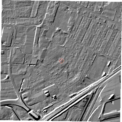 Shaded relief map of the ground around DN146TD, computed from Environment Agency LiDAR. The ground here sits at about 3 m above sea level and falls 11 m across the surrounding 800 m. Surface water reaching this point runs off ground lying to the south-south-west, 5.7 m higher.