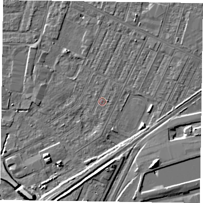 Shaded relief map of the ground around DN146TF, computed from Environment Agency LiDAR. The ground here sits at about 3 m above sea level and falls 11 m across the surrounding 800 m. Surface water reaching this point runs off ground lying to the north-north-east, 1.4 m higher.