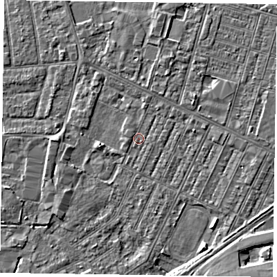 Shaded relief map of the ground around DN146TL, computed from Environment Agency LiDAR. The ground here sits at about 3 m above sea level and falls 4 m across the surrounding 800 m. Surface water reaching this point runs off ground lying to the north-east, 0.7 m higher.