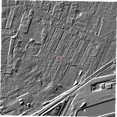 Shaded relief map of the ground around DN146TN, computed from Environment Agency LiDAR. The ground here sits at about 3 m above sea level and falls 9 m across the surrounding 800 m. Surface water reaching this point runs off ground lying to the north-north-east, 1.4 m higher.
