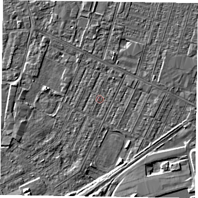 Shaded relief map of the ground around DN146TQ, computed from Environment Agency LiDAR. The ground here sits at about 3 m above sea level and falls 6 m across the surrounding 800 m. Surface water reaching this point runs off ground lying to the north-east, 1.3 m higher.