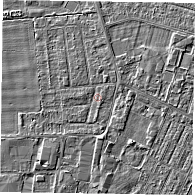 Shaded relief map of the ground around DN146UN, computed from Environment Agency LiDAR. The ground here sits at about 3 m above sea level and falls 3 m across the surrounding 800 m. Surface water reaching this point runs off ground lying to the north-north-east, 1.1 m higher.