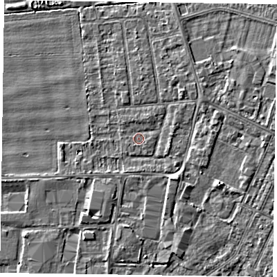 Shaded relief map of the ground around DN146UP, computed from Environment Agency LiDAR. The ground here sits at about 3 m above sea level and falls 4 m across the surrounding 800 m. Surface water reaching this point runs off ground lying to the south-south-west, 0.6 m higher.