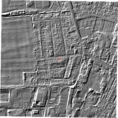 Shaded relief map of the ground around DN146UR, computed from Environment Agency LiDAR. The ground here sits at about 3 m above sea level and falls 3 m across the surrounding 800 m. Surface water reaching this point runs off ground lying to the south-south-east, 0.8 m higher.