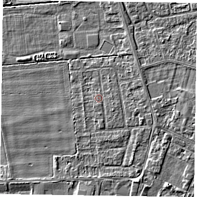 Shaded relief map of the ground around DN146UT, computed from Environment Agency LiDAR. The ground here sits at about 3 m above sea level and falls 4 m across the surrounding 800 m. Surface water reaching this point runs off ground lying to the south-east, 0.6 m higher.
