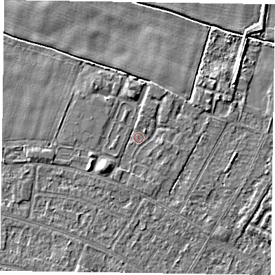 Shaded relief map of the ground around DN146WA, computed from Environment Agency LiDAR. The ground here sits at about 3 m above sea level and falls 5 m across the surrounding 800 m. Surface water reaching this point runs off ground lying to the south-west, 2.4 m higher.