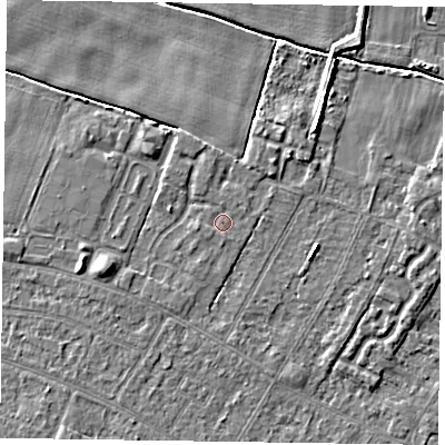 Shaded relief map of the ground around DN146WE, computed from Environment Agency LiDAR. The ground here sits at about 3 m above sea level and falls 5 m across the surrounding 800 m. Surface water reaching this point runs off ground lying to the west-south-west, 0.9 m higher.
