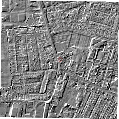 Shaded relief map of the ground around DN146XE, computed from Environment Agency LiDAR. The ground here sits at about 3 m above sea level and falls 3 m across the surrounding 800 m. Surface water reaching this point runs off ground lying to the south-east, 0.9 m higher.