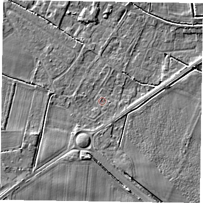 Shaded relief map of the ground around DN147DU, computed from Environment Agency LiDAR. The ground here sits at about 4 m above sea level and falls 5 m across the surrounding 800 m. Surface water reaching this point runs off ground lying to the south-south-west, 3.3 m higher.