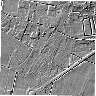 Shaded relief map of the ground around DN147DW, computed from Environment Agency LiDAR. The ground here sits at about 3 m above sea level and falls 5 m across the surrounding 800 m. Surface water reaching this point runs off ground lying to the south-south-west, 1.0 m higher.