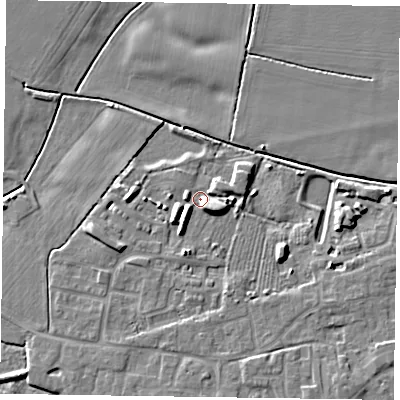 Shaded relief map of the ground around DN147EG, computed from Environment Agency LiDAR. The ground here sits at about 4 m above sea level and falls 6 m across the surrounding 800 m. Surface water reaching this point runs off ground lying to the south-west, 4.4 m higher.