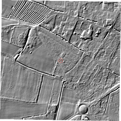Shaded relief map of the ground around DN147EL, computed from Environment Agency LiDAR. The ground here sits at about 4 m above sea level and falls 6 m across the surrounding 800 m. Surface water reaching this point runs off ground lying to the west-south-west, 0.5 m higher.