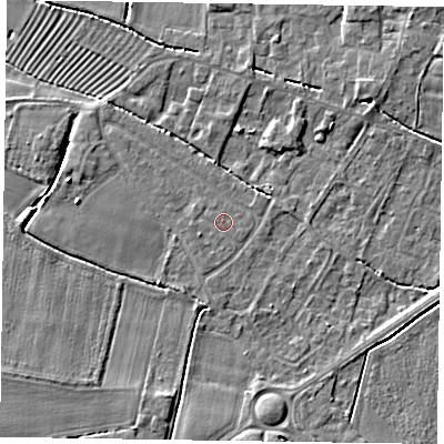 Shaded relief map of the ground around DN147EP, computed from Environment Agency LiDAR. The ground here sits at about 4 m above sea level and falls 4 m across the surrounding 800 m. The ground contributing surface water to this point lies to the west.