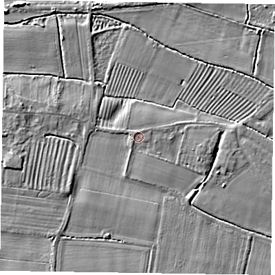 Shaded relief map of the ground around DN147ES, computed from Environment Agency LiDAR. The ground here sits at about 4 m above sea level and falls 5 m across the surrounding 800 m. Surface water reaching this point runs off ground lying to the south-south-west, 0.9 m higher.