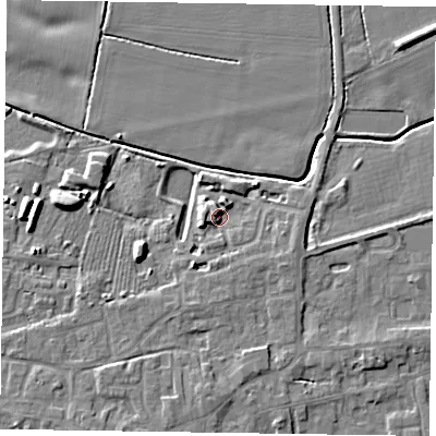 Shaded relief map of the ground around DN147FL, computed from Environment Agency LiDAR. The ground here sits at about 5 m above sea level and falls 7 m across the surrounding 800 m. Surface water reaching this point runs off ground lying to the north-west, 3.9 m higher.
