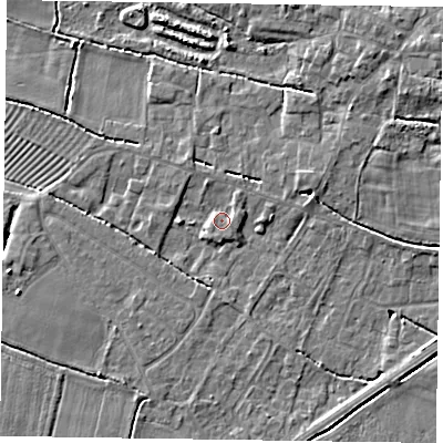 Shaded relief map of the ground around DN147FN, computed from Environment Agency LiDAR. The ground here sits at about 4 m above sea level and falls 5 m across the surrounding 800 m. Surface water reaching this point runs off ground lying to the south-west, 2.1 m higher.
