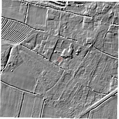 Shaded relief map of the ground around DN147GD, computed from Environment Agency LiDAR. The ground here sits at about 3 m above sea level and falls 5 m across the surrounding 800 m. Surface water reaching this point runs off ground lying to the south-west, 2.1 m higher.