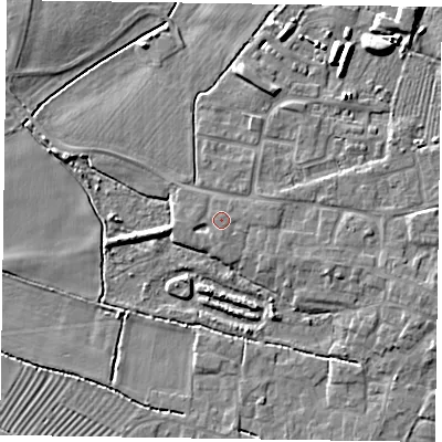 Shaded relief map of the ground around DN147GE, computed from Environment Agency LiDAR. The ground here sits at about 5 m above sea level and falls 6 m across the surrounding 800 m. Surface water reaching this point runs off ground lying to the south, 0.6 m higher.