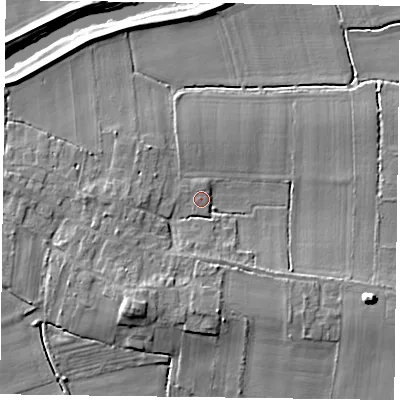 Shaded relief map of the ground around DN147GT, computed from Environment Agency LiDAR. The ground here sits at about 5 m above sea level and falls 10 m across the surrounding 800 m. Surface water reaching this point runs off ground lying to the east-south-east, 7.3 m higher.
