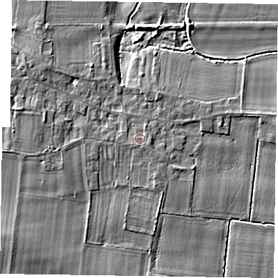 Shaded relief map of the ground around DN147HD, computed from Environment Agency LiDAR. The ground here sits at about 6 m above sea level and falls 5 m across the surrounding 800 m. Surface water reaching this point runs off ground lying to the south-south-east, 0.8 m higher.