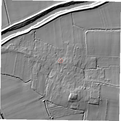 Shaded relief map of the ground around DN147HL, computed from Environment Agency LiDAR. The ground here sits at about 6 m above sea level and falls 8 m across the surrounding 800 m. Surface water reaching this point runs off ground lying to the east-south-east, 1.5 m higher.