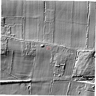 Shaded relief map of the ground around DN147HQ, computed from Environment Agency LiDAR. The ground here sits at about 7 m above sea level and falls 10 m across the surrounding 800 m. The ground contributing surface water to this point lies to the south-south-west.