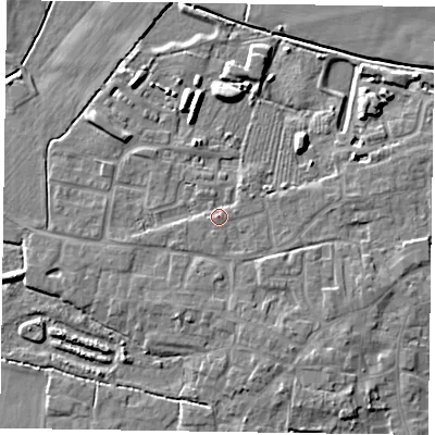 Shaded relief map of the ground around DN147JE, computed from Environment Agency LiDAR. The ground here sits at about 5 m above sea level and falls 6 m across the surrounding 800 m. Surface water reaching this point runs off ground lying to the north-east, 1.5 m higher.