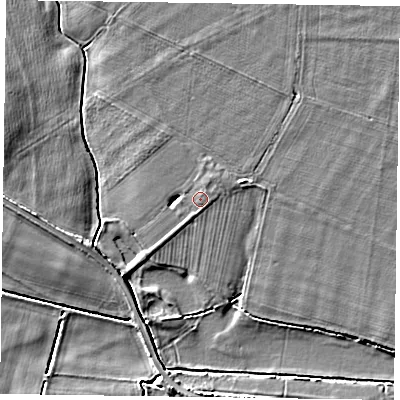 Shaded relief map of the ground around DN147JR, computed from Environment Agency LiDAR. The ground here sits at about 4 m above sea level and falls 4 m across the surrounding 800 m. Surface water reaching this point runs off ground lying to the north-east, 0.6 m higher.