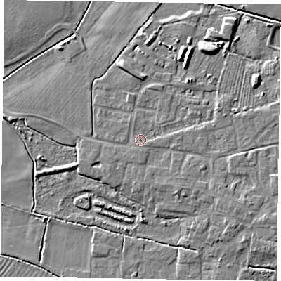 Shaded relief map of the ground around DN147JW, computed from Environment Agency LiDAR. The ground here sits at about 5 m above sea level and falls 6 m across the surrounding 800 m. Surface water reaching this point runs off ground lying to the east-south-east, 1.0 m higher.