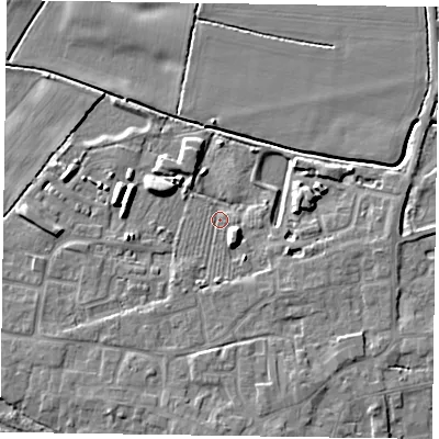 Shaded relief map of the ground around DN147PD, computed from Environment Agency LiDAR. The ground here sits at about 4 m above sea level and falls 7 m across the surrounding 800 m. Surface water reaching this point runs off ground lying to the south-east, 5.1 m higher.
