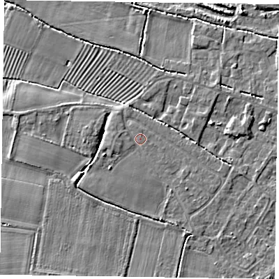 Shaded relief map of the ground around DN147PG, computed from Environment Agency LiDAR. The ground here sits at about 4 m above sea level and falls 4 m across the surrounding 800 m. Surface water reaching this point runs off ground lying to the west-south-west, 1.0 m higher.