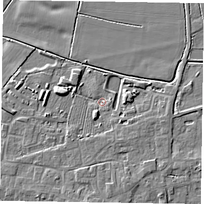 Shaded relief map of the ground around DN147PU, computed from Environment Agency LiDAR. The ground here sits at about 3 m above sea level and falls 7 m across the surrounding 800 m. Surface water reaching this point runs off ground lying to the south-south-west, 5.1 m higher.