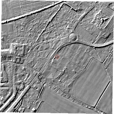Shaded relief map of the ground around DN147TF, computed from Environment Agency LiDAR. The ground here sits at about 4 m above sea level and falls 4 m across the surrounding 800 m. Surface water reaching this point runs off ground lying to the north, 0.7 m higher.