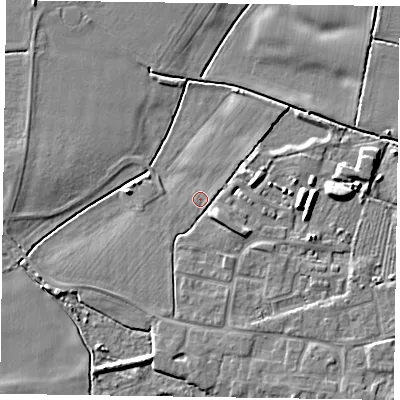 Shaded relief map of the ground around DN147TH, computed from Environment Agency LiDAR. The ground here sits at about 4 m above sea level and falls 6 m across the surrounding 800 m. Surface water reaching this point runs off ground lying to the south-east, 3.3 m higher.