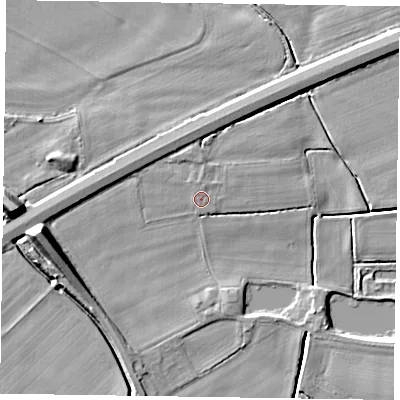 Shaded relief map of the ground around DN147TQ, computed from Environment Agency LiDAR. The ground here sits at about 4 m above sea level and falls 10 m across the surrounding 800 m. Surface water reaching this point runs off ground lying to the north, 0.7 m higher.