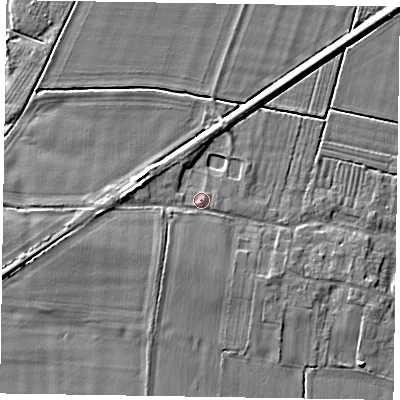 Shaded relief map of the ground around DN147TW, computed from Environment Agency LiDAR. The ground here sits at about 3 m above sea level and falls 4 m across the surrounding 800 m. Surface water reaching this point runs off ground lying to the south-east, 1.6 m higher.