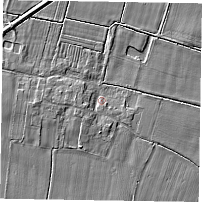 Shaded relief map of the ground around DN147UA, computed from Environment Agency LiDAR. The ground here sits at about 3 m above sea level and falls 4 m across the surrounding 800 m. Surface water reaching this point runs off ground lying to the south-west, 2.4 m higher.