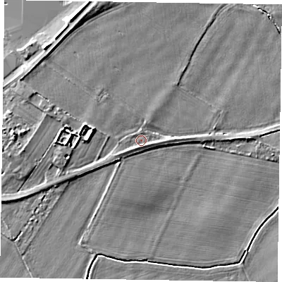 Shaded relief map of the ground around DN147UY, computed from Environment Agency LiDAR. The ground here sits at about 5 m above sea level and falls 6 m across the surrounding 800 m. Surface water reaching this point runs off ground lying to the west-south-west, 1.1 m higher.