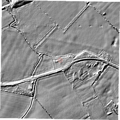 Shaded relief map of the ground around DN147UZ, computed from Environment Agency LiDAR. The ground here sits at about 5 m above sea level and falls 4 m across the surrounding 800 m. Surface water reaching this point runs off ground lying to the south-south-east, 1.2 m higher.