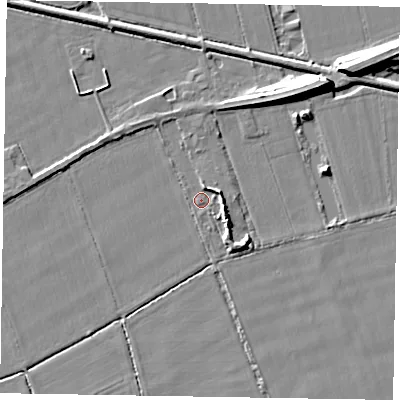 Shaded relief map of the ground around DN147WE, computed from Environment Agency LiDAR. The ground here sits at about 3 m above sea level and falls 9 m across the surrounding 800 m. Surface water reaching this point runs off ground lying to the east-south-east, 3.1 m higher.