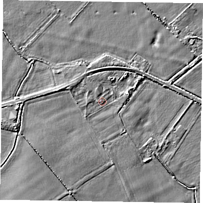 Shaded relief map of the ground around DN147WY, computed from Environment Agency LiDAR. The ground here sits at about 5 m above sea level and falls 4 m across the surrounding 800 m. Surface water reaching this point runs off ground lying to the west-north-west, 0.9 m higher.