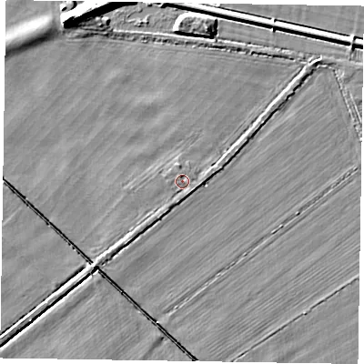 Shaded relief map of the ground around DN147XB, computed from Environment Agency LiDAR. The ground here sits at about 5 m above sea level and falls 9 m across the surrounding 800 m. Surface water reaching this point runs off ground lying to the south-south-east, 0.6 m higher.