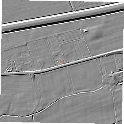Shaded relief map of the ground around DN147XF, computed from Environment Agency LiDAR. The ground here sits at about 4 m above sea level and falls 4 m across the surrounding 800 m. The ground contributing surface water to this point lies to the north-north-east.