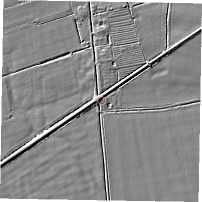 Shaded relief map of the ground around DN147XR, computed from Environment Agency LiDAR. The ground here sits at about 3 m above sea level and falls 3 m across the surrounding 800 m. Surface water reaching this point runs off ground lying to the north-east, 2.8 m higher.