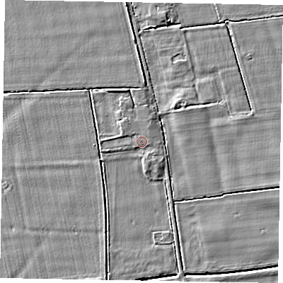 Shaded relief map of the ground around DN147XT, computed from Environment Agency LiDAR. The ground here sits at about 3 m above sea level and falls 4 m across the surrounding 800 m. Surface water reaching this point runs off ground lying to the south-south-east, 0.7 m higher.