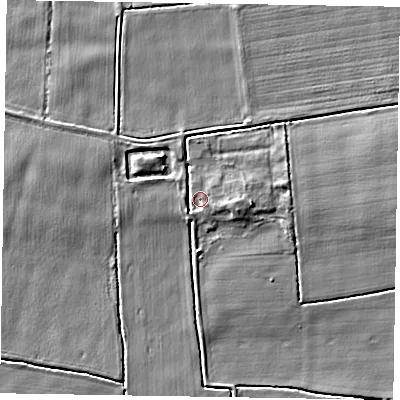 Shaded relief map of the ground around DN147YB, computed from Environment Agency LiDAR. The ground here sits at about 2 m above sea level and falls 4 m across the surrounding 800 m. Surface water reaching this point runs off ground lying to the east, 1.8 m higher.