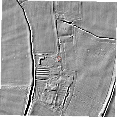 Shaded relief map of the ground around DN147YE, computed from Environment Agency LiDAR. The ground here sits at about 3 m above sea level and falls 7 m across the surrounding 800 m. Surface water reaching this point runs off ground lying to the south-south-west, 0.9 m higher.