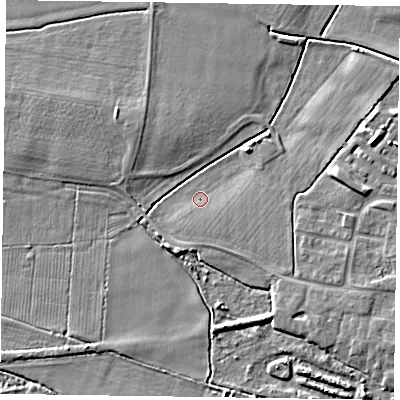 Shaded relief map of the ground around DN147YF, computed from Environment Agency LiDAR. The ground here sits at about 3 m above sea level and falls 6 m across the surrounding 800 m. Surface water reaching this point runs off ground lying to the south-south-west, 3.6 m higher.