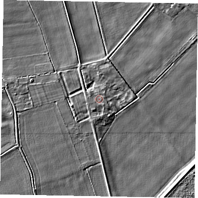 Shaded relief map of the ground around DN147YT, computed from Environment Agency LiDAR. The ground here sits at about 3 m above sea level and falls 5 m across the surrounding 800 m. Surface water reaching this point runs off ground lying to the south, 0.7 m higher.